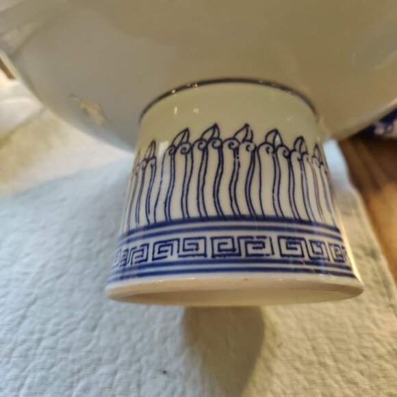 Rep Of China Blu/Whi Double Happiness Porcelain Tazza Offering Plate+Orig Label - Picture 10 of 13